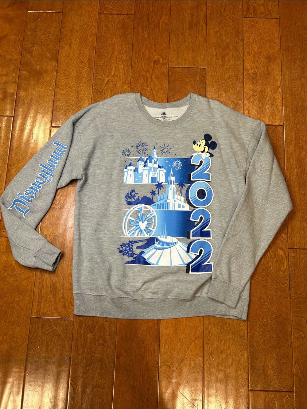 Disney Gray Crewneck Sweatshirt with Blue 2022 Mickey Graphic